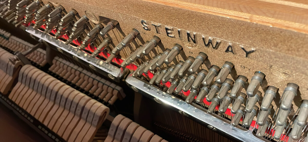 Hammers and action with Steinway stamped on the rail